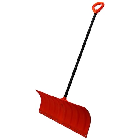 Emsco Group 27in Snow Roller Snow Shovel with Metal Wear Prevention Strip, Metal Handle, Large D Grip 1271M-1